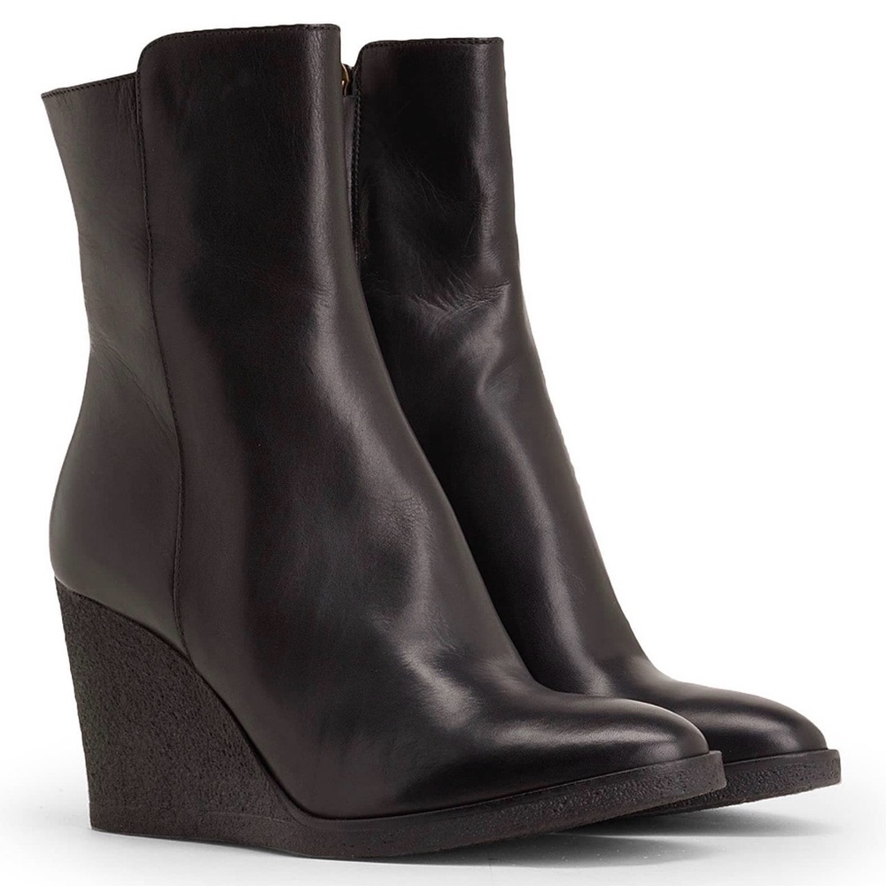 Sleek Black Leather Ankle Booties